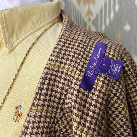 Ralph Lauren Collection Brown Multi Wool Check Plaid Jacket - Picture 3 of 16